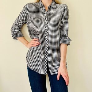 100% cotton Black/White Gingham button down shirt